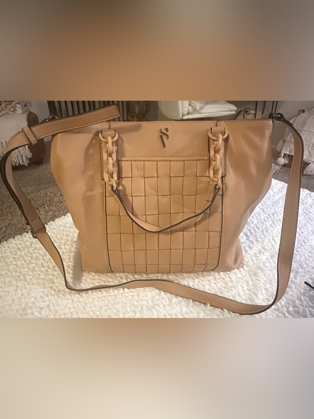 Simply Vera Vera Wang Woven Panel Tote in Tan
